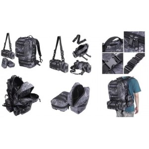 Рюкзак со съемными подсумками 50L Molle Assault Tactical Black Multicam
